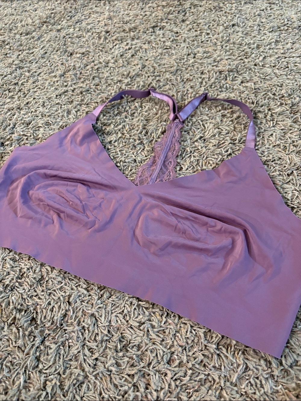 Wireless Lace-Back Bralette in Dusty Mauve